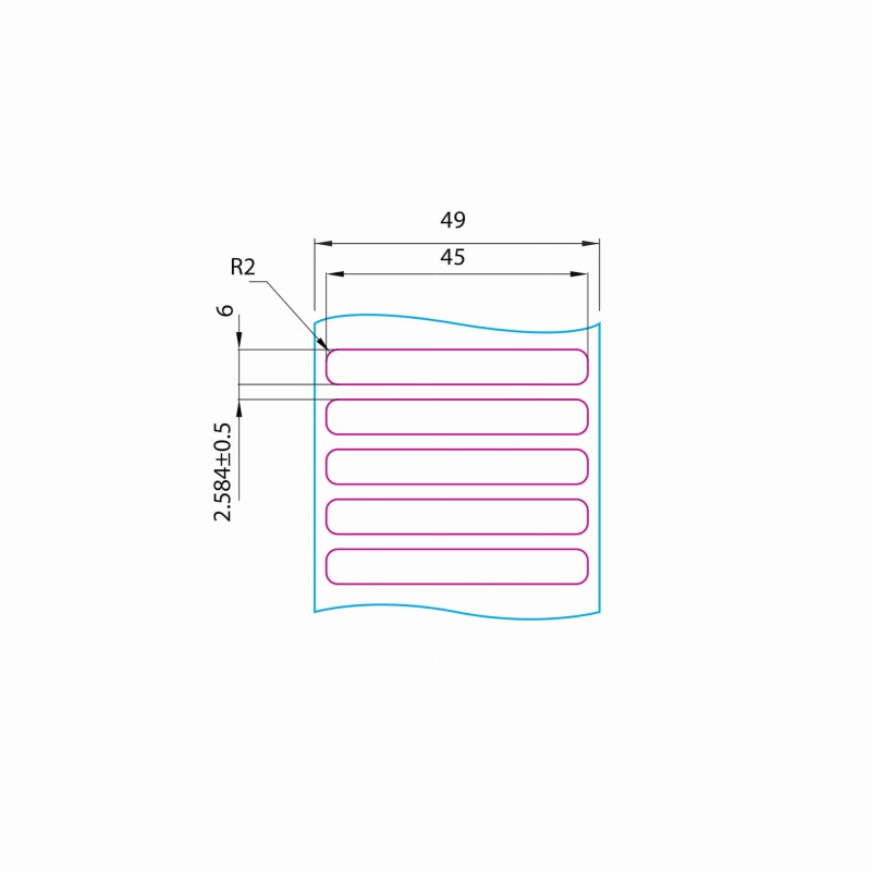Rysunek techniczny etykiet laboratoryjnych etiCALLS FREEZE EC-11410, EC-11418