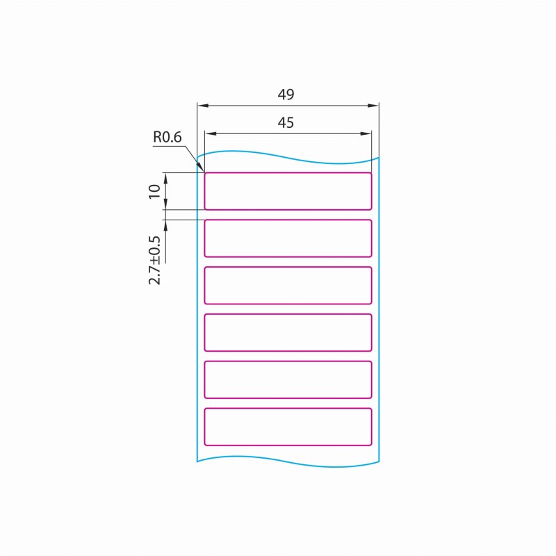 Rysunek techniczny etykiet laboratoryjnych etiCALLS FREEZE EC-11412, EC-11420