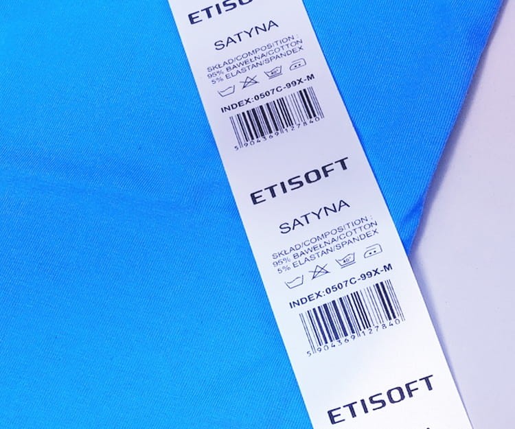 Wszywki, metki ubraniowe satyna